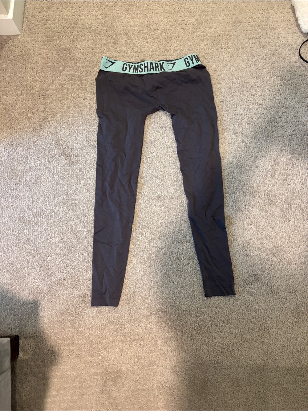Gymshark Black Leggings with Mint Waistband